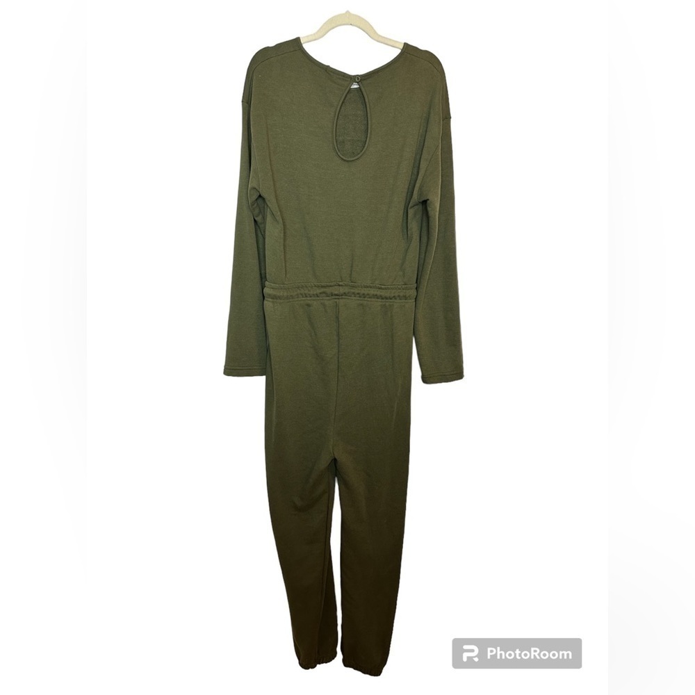 Nasty‎ Gal Olive Green Jogger Romper Loungewear Cotton Blend Size 12 Relaxed - Picture 3 of 9